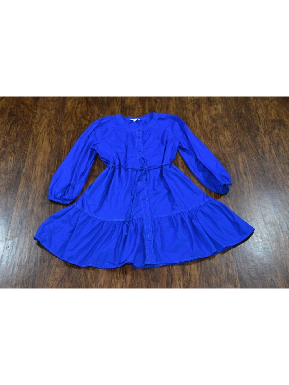 Womens Size L Blue Button Up Dress Boho Chic Preppy Cottagecore Romantic Clean